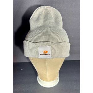 Mossy Oak Gray Knit Beanie Hat Mens One Size Cuffed Winter Hunting Skull Cap
